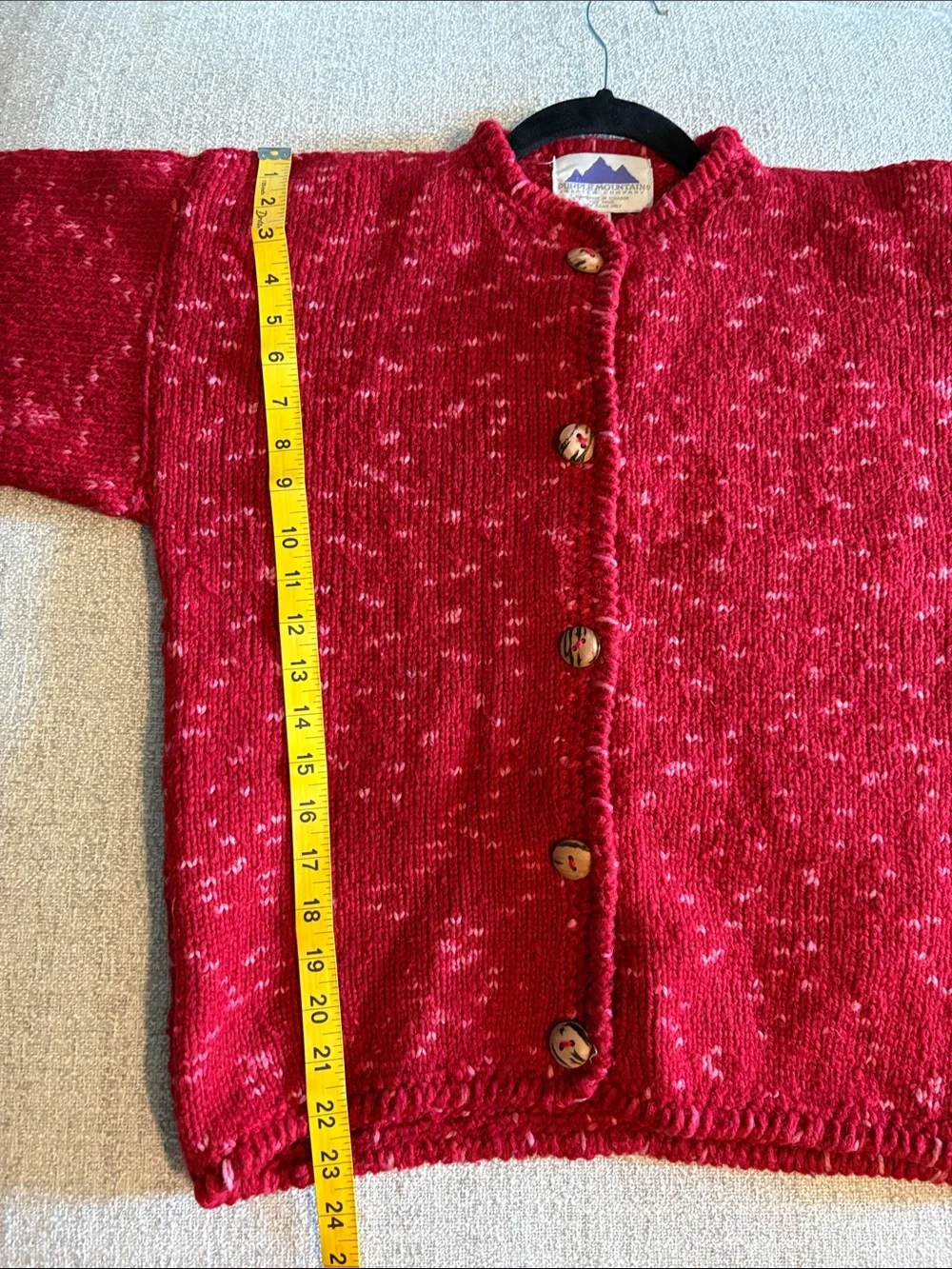 Vintage Purple Mountain Weather Gear Red Speckled Cardigan Sweater Womens S/M